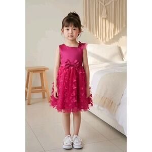 Fuchsia Tulle Overlay Easter Pagent Church Party Butterfly Dress Size 12mo